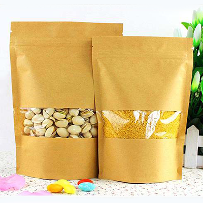 Kraft Paper Open Window Zipper Standing Pouch